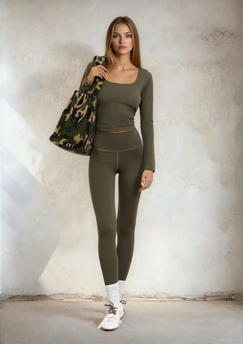 Leggings Donna F**K Verde Militare W0506-MG