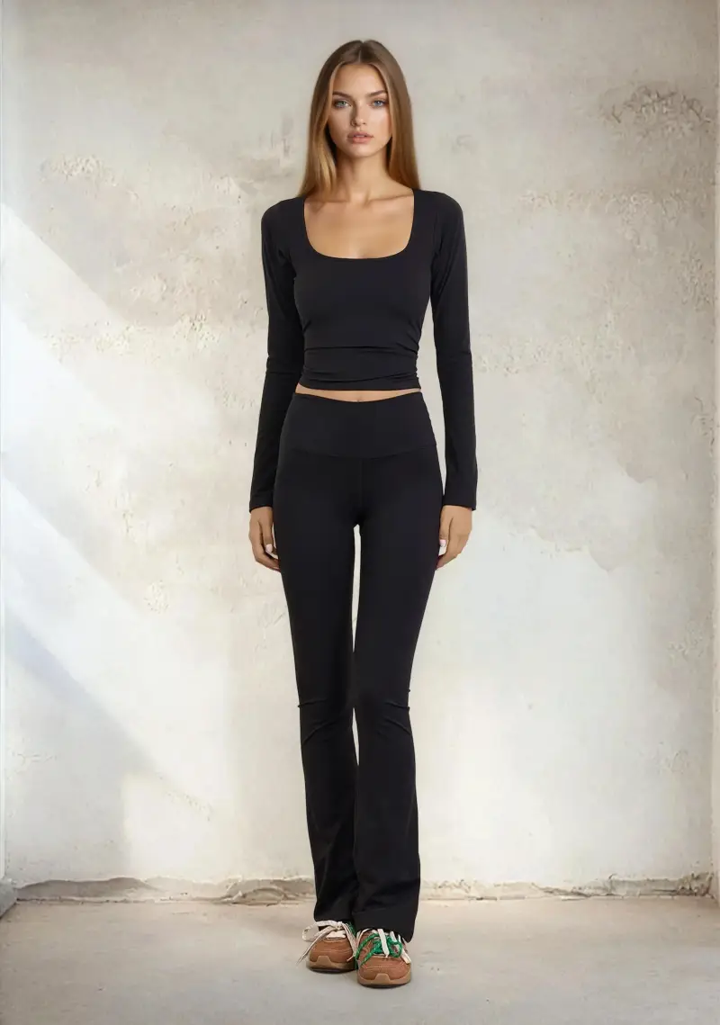 Leggings zampa Donna F**K Nero W0508-BK