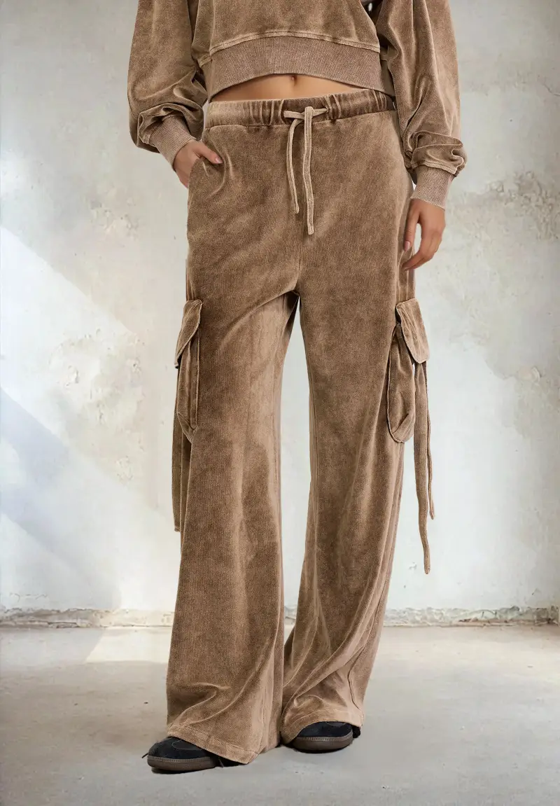 Pantalone Cargo Donna F**K Light brown W0412-LB miniatura 2