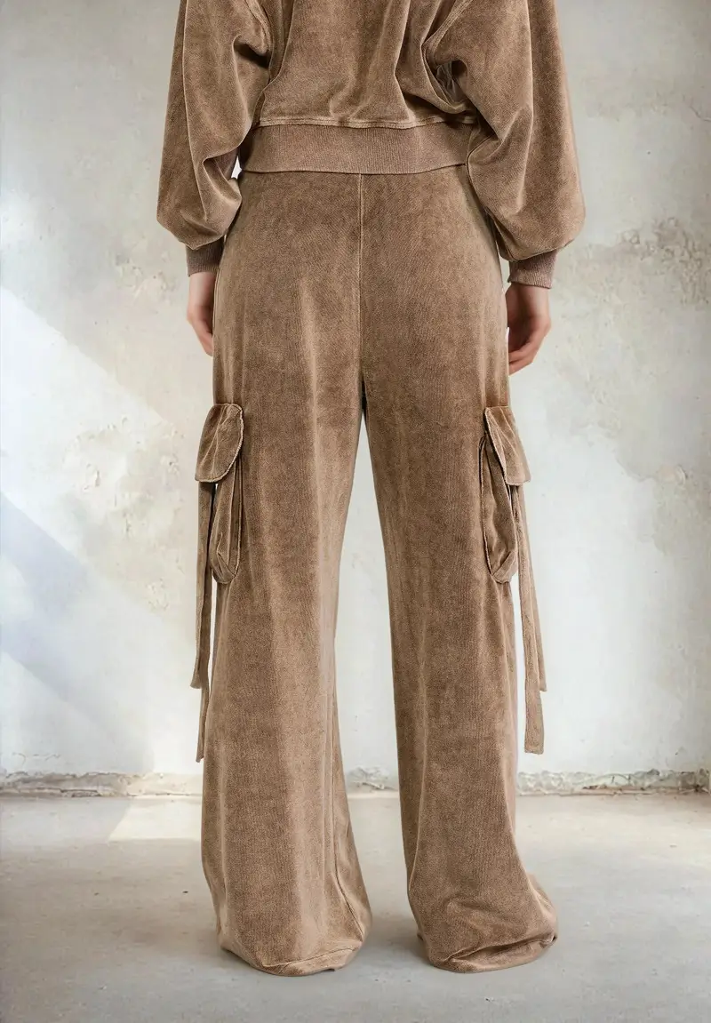 Pantalone Cargo Donna F**K Light brown W0412-LB miniatura 3