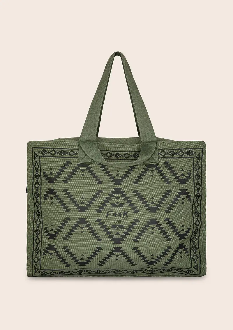 Shopping Bag Unisex F**K Verde Militare U01AU89-MG