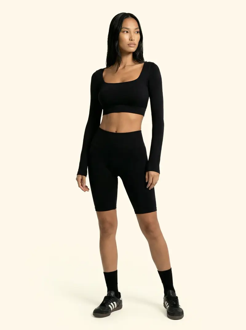 T-Shirt Crop Seamless F**K Nera 05SM02-BK
