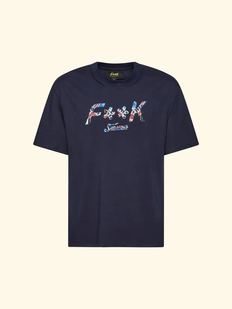 T-Shirt Uomo F**K Blu SM6011-BU miniatura 3