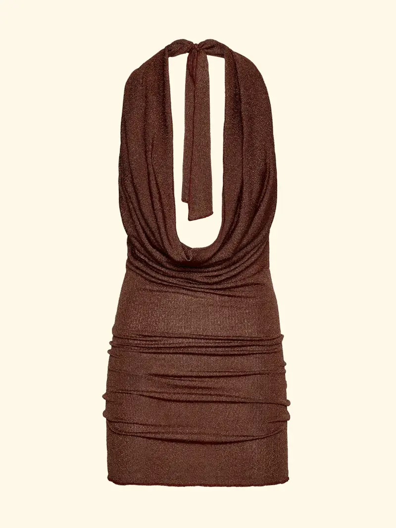 Vestito Corto Donna F**K Marrone SW1149-BN miniatura 4