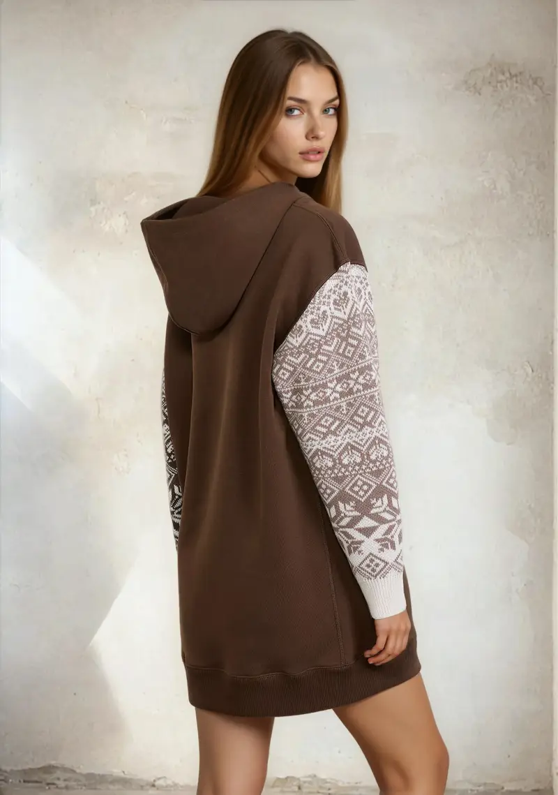 Vestito Corto Donna F**K Marrone W0207-BN miniatura 2