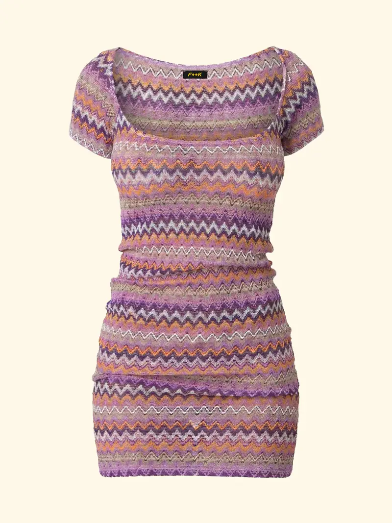 Vestito Corto Donna F**K Multicolor SW0297-MC miniatura 3