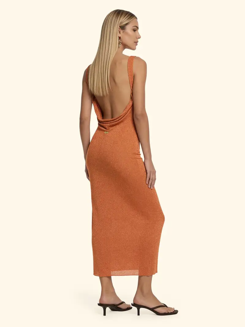 Vestito Lungo Donna F**K Arancione SW1150-OR miniatura 2