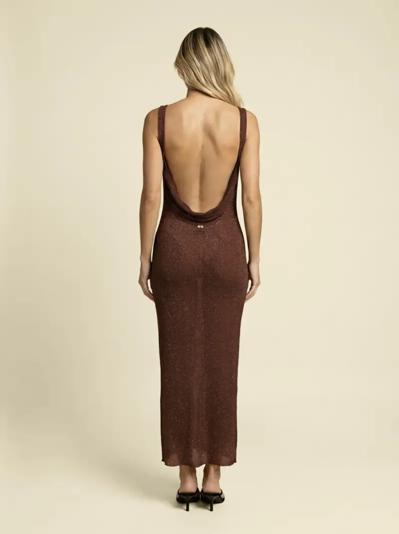 Vestito Lungo Donna F**K Marrone SW1150-BN miniatura 2