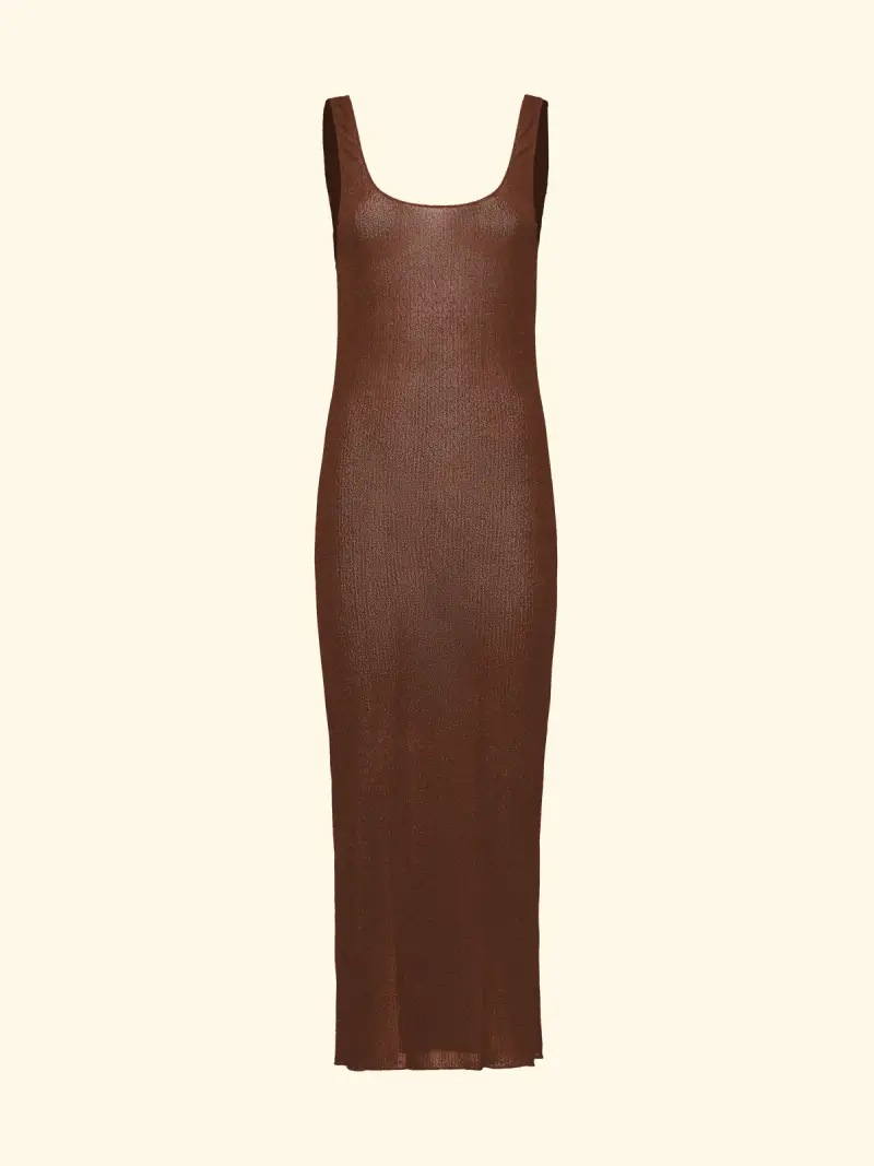 Vestito Lungo Donna F**K Marrone SW1150-BN miniatura 3