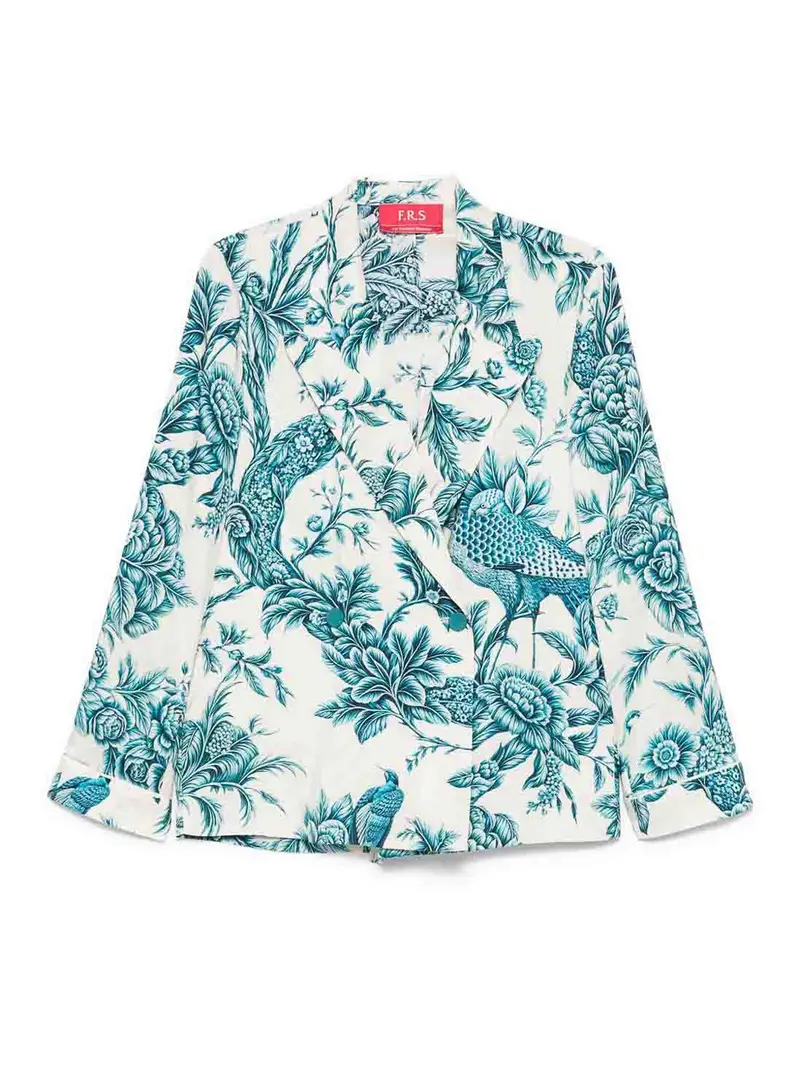 Camicia di seta stampata Blu