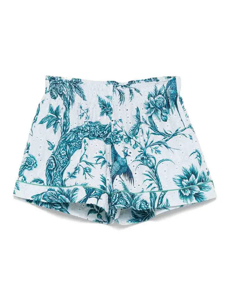 Shorts di cotone stampati Blu