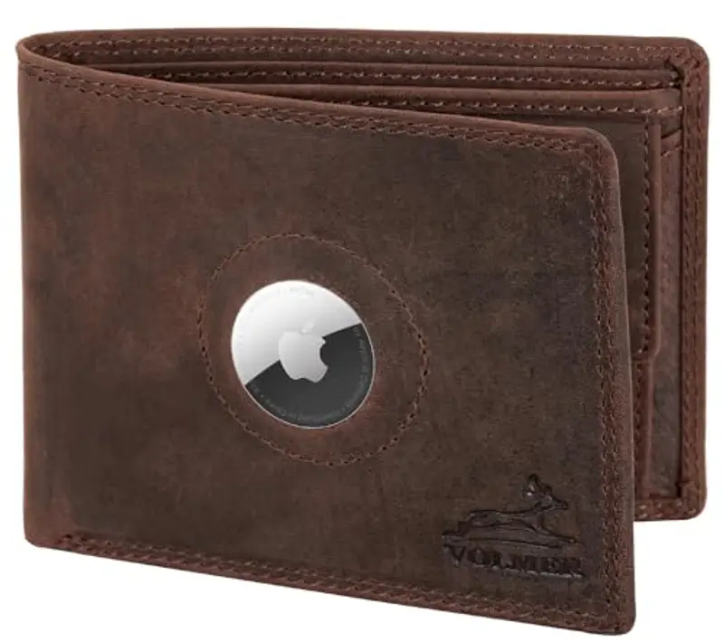 Fa.Volmer ® - Portafoglio da uomo in pelle con protezione RFID, doppia cucitura extra stabile, 6 scomparti per carte di credito, formato orizzontale, schlanke Brieftasche, Classico