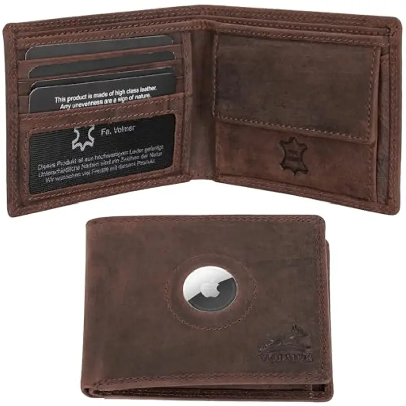 Fa.Volmer ® - Portafoglio da uomo in pelle con protezione RFID, doppia cucitura extra stabile, 6 scomparti per carte di credito, formato orizzontale, schlanke Brieftasche, Classico miniatura 2