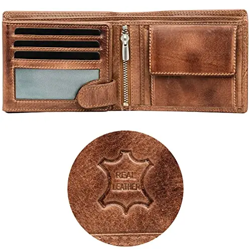 Fa.Volmer ® Portafoglio da uomo in pelle con protezione RFID I doppia cucitura extra robusta I 9 scomparti per carte di miniatura 2