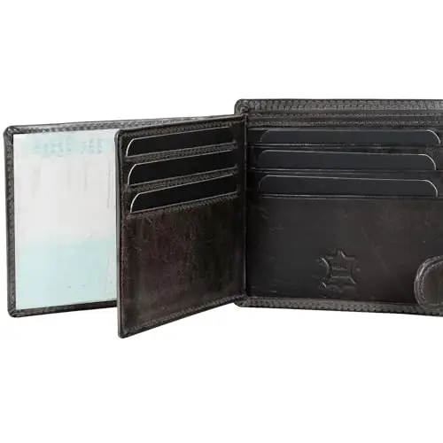 Fa.Volmer ® Portafoglio in pelle da uomo con protezione RFID, doppia cucitura extra stabile, 9 scomparti per carte di miniatura 3