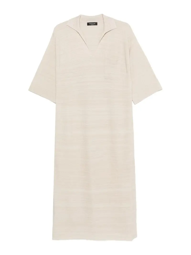 Abito chemisier in lana e cotone Bianco