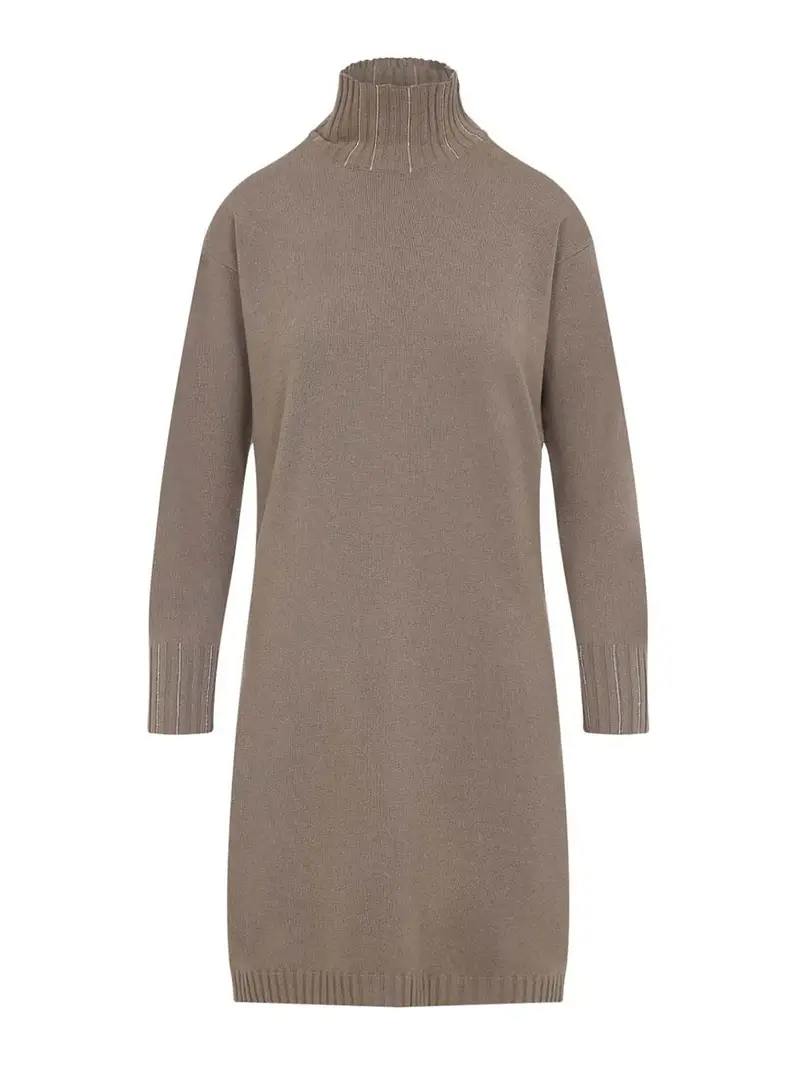 Abito midi in maglia Marrone