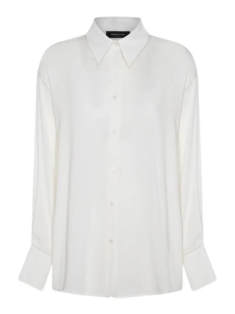 Camicia Bianca in Misto Viscosa Bianco