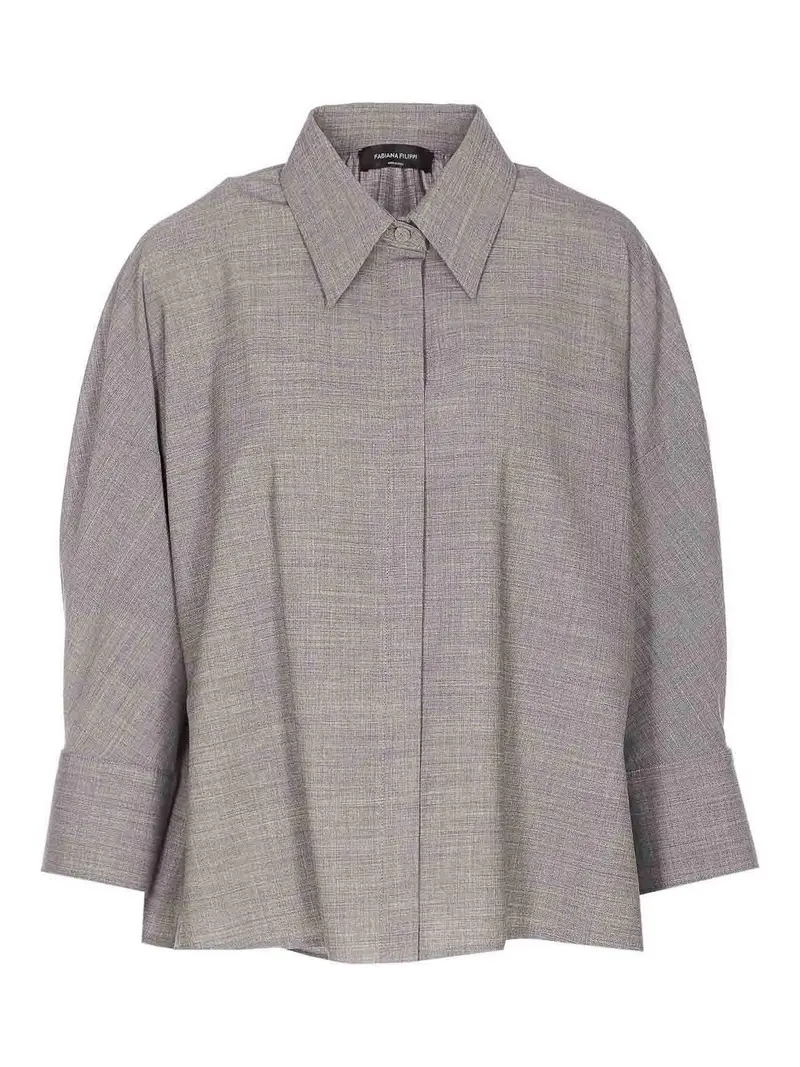 Camicia Grigia Con Chiusura Bottoni Frontali Grigio