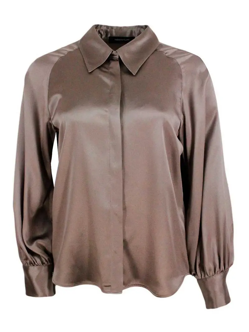 Camicia in seta stretch Marrone