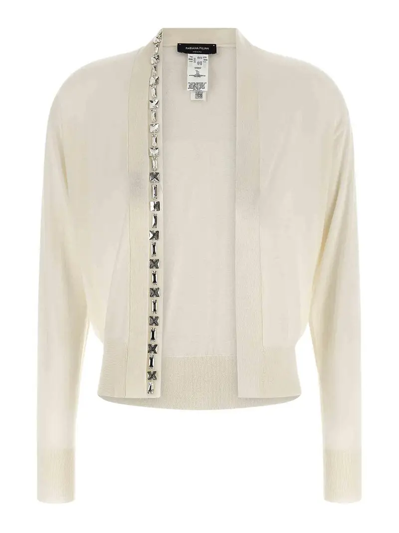 Cardigan di cristalli Bianco