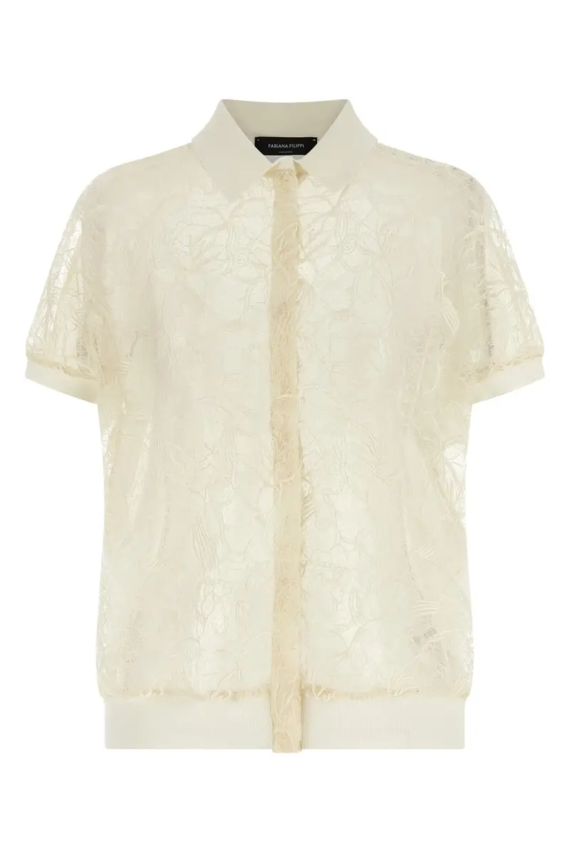 Cardigan Pizzo Organza Beige