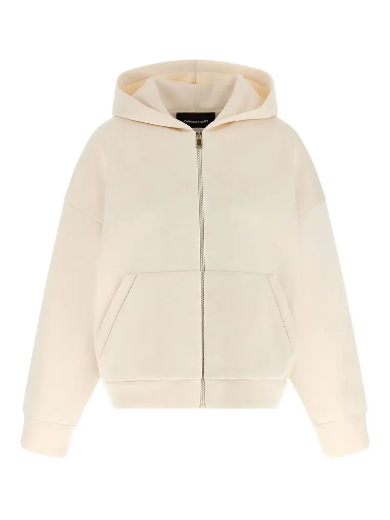 Felpa con cappuccio in cashmere scuba Beige