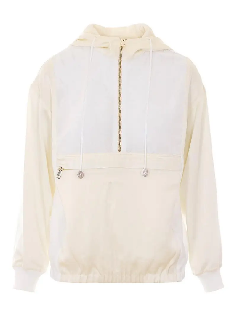 Felpa con cappuccio mezza zip bianca Bianco