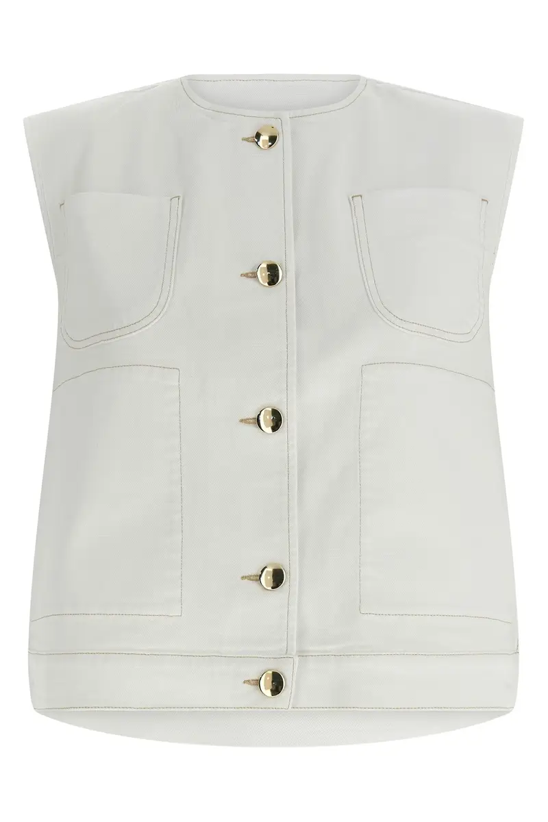 Gilet Denim E Maglia Bianco