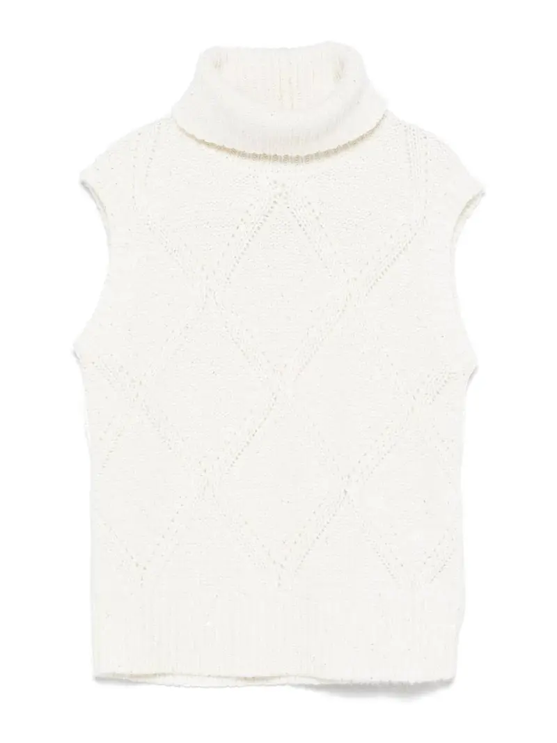 Gilet in misto lana e seta Beige