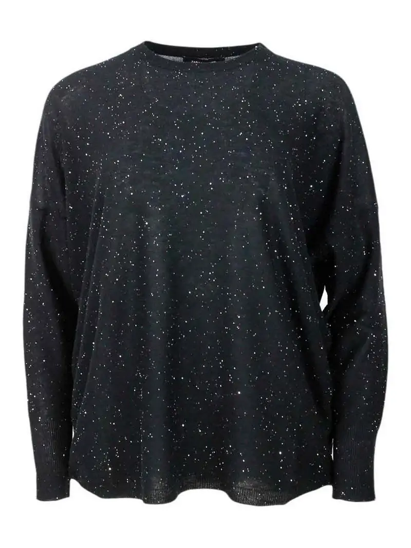 Girocollo in misto lana Nero