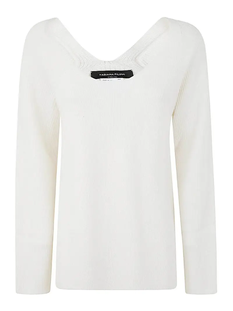 Maglia con scollo a V Bianco