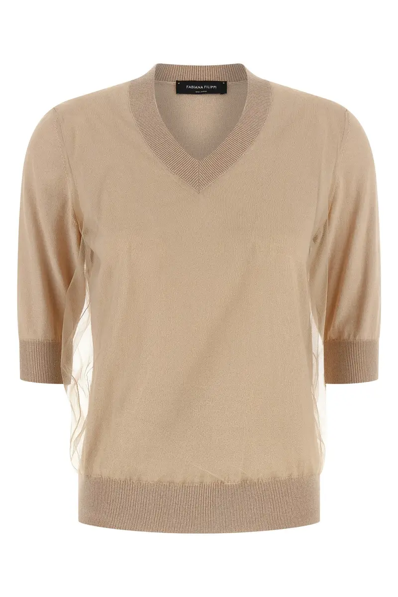 Fabiana Filippi Maglia beige con Inserto Double Layer