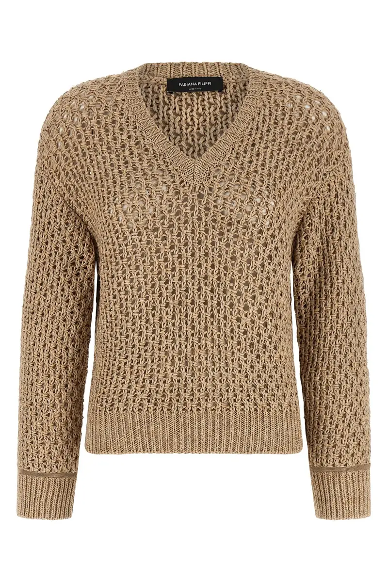 Fabiana Filippi Maglia in Filato Mouliné Marrone