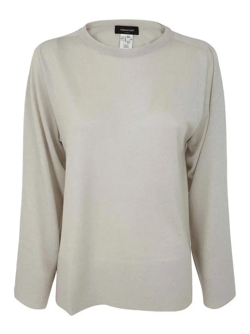 Maglia girocollo in lurex Marrone