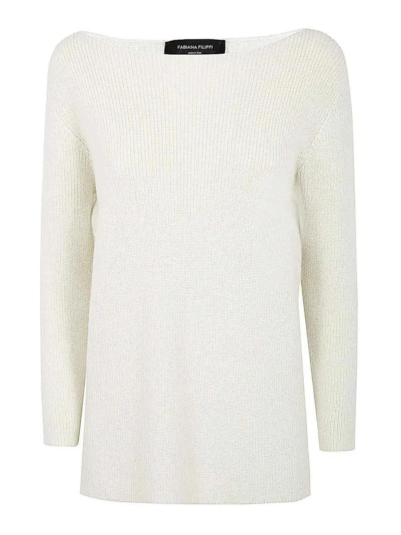 Maglione a maniche lunghe in lurex Bianco