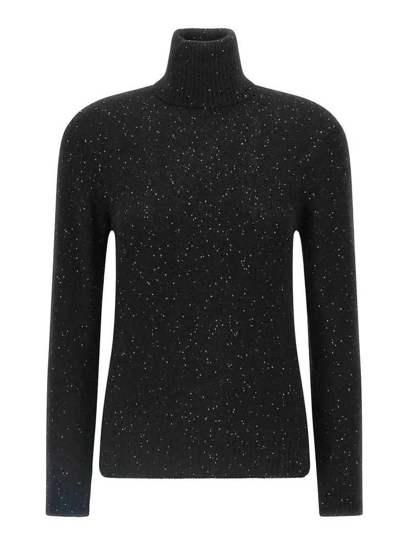 Maglione dolcevita con paillettes Nero
