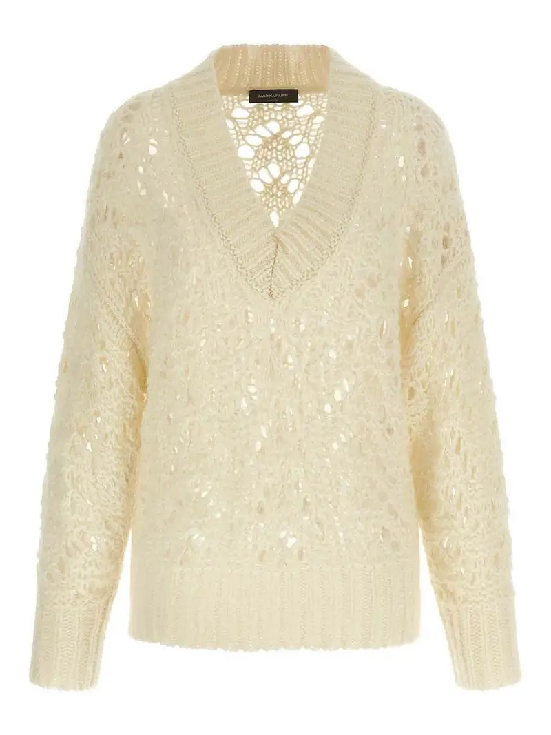 Maglione in Mohair Platino Beige