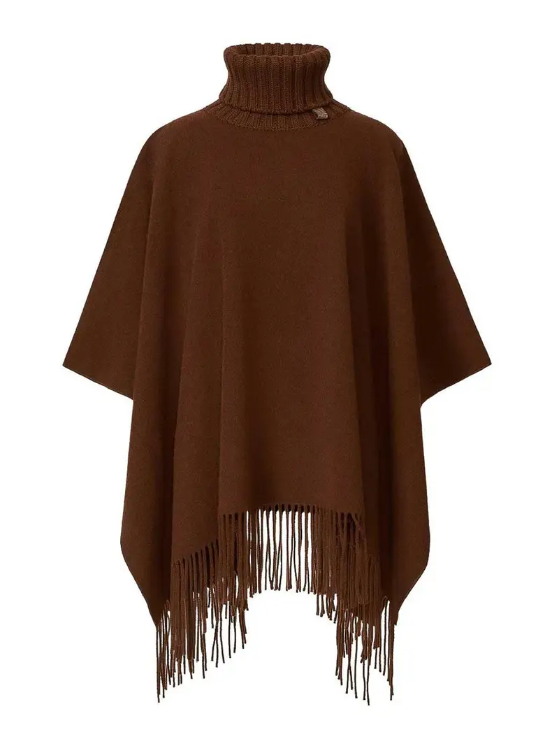 Poncho in lana Marrone Scuro