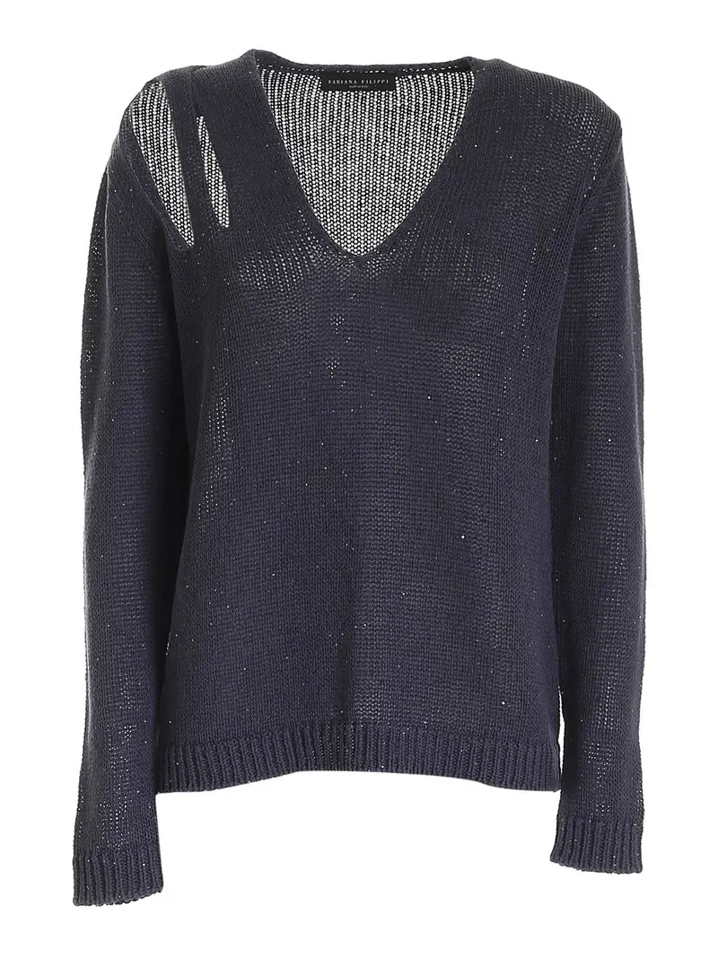 Pullover con cut-out blu