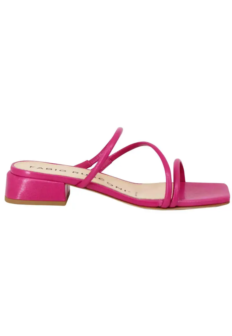 Sandali donna in pelle fuxia con tacco basso e punta quadra Donna S-5693 050