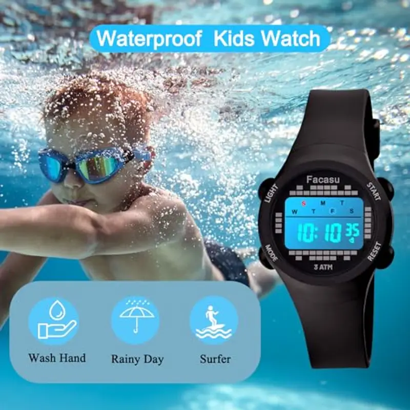 Facasu Orologio Digitale Bambini Bambine, Orologio Ragazzi Ragazze Sportivo per Esterni Impermeabile, Colorato con Luce e Cronometro Sveglia Regalo Bambini Bambine Ragazzi miniatura 3