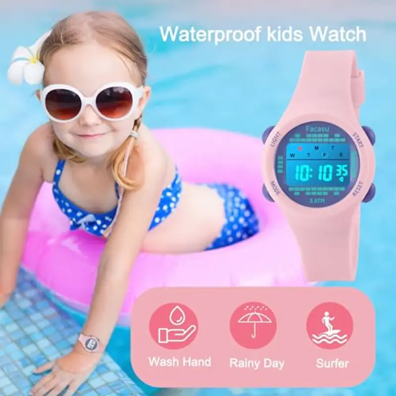 Facasu Orologio Digitale Bambini Bambine, Orologio Ragazzi Ragazze Sportivo per Esterni Impermeabile, Colorato con Luce e Cronometro Sveglia Regalo Bambini Bambine Ragazzi miniatura 3