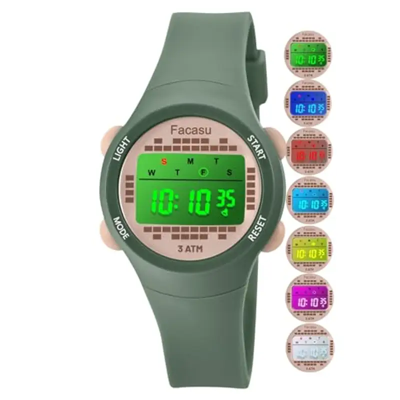Facasu Orologio Digitale Bambini Bambine, Orologio Ragazzi Ragazze Sportivo per Esterni Impermeabile, Colorato con Luce e Cronometro Sveglia Regalo Bambini Bambine Ragazzi