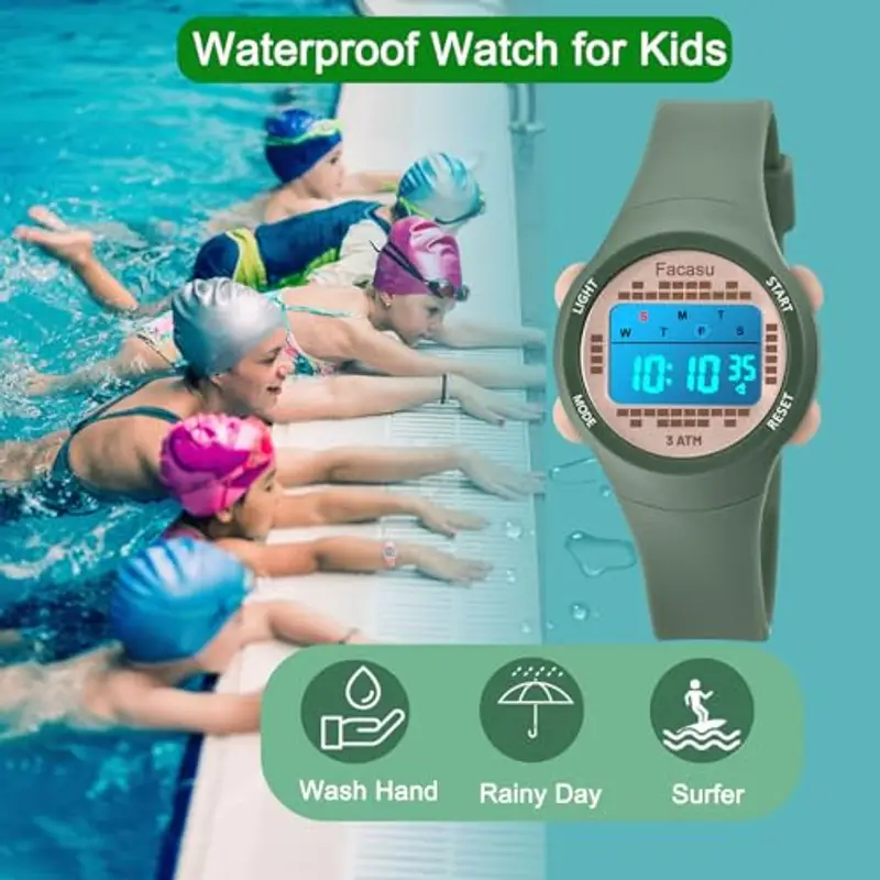 Facasu Orologio Digitale Bambini Bambine, Orologio Ragazzi Ragazze Sportivo per Esterni Impermeabile, Colorato con Luce e Cronometro Sveglia Regalo Bambini Bambine Ragazzi miniatura 3