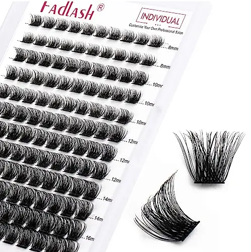 FADLASH Ciglia Finte Ciuffetti 120pcs DIY Cluster Ciglia Ciuffetti 0.07 D Curl Mix 8-16mm Riutilizzabili Ciglia Finte