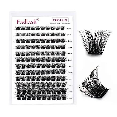 FADLASH Ciglia Finte Ciuffetti 120pcs DIY Cluster Ciglia Ciuffetti 0.07 D Curl Mix 8-16mm Riutilizzabili Ciglia Finte miniatura 2
