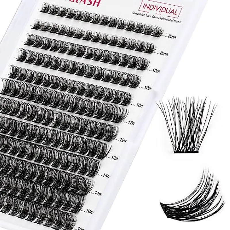 FADLASH Ciglia Finte Ciuffetti 168pcs DIY Cluster Ciglia Ciuffetti 0.07 D Curl Mix 8-16mm Riutilizzabili Ciglia Finte(F3)