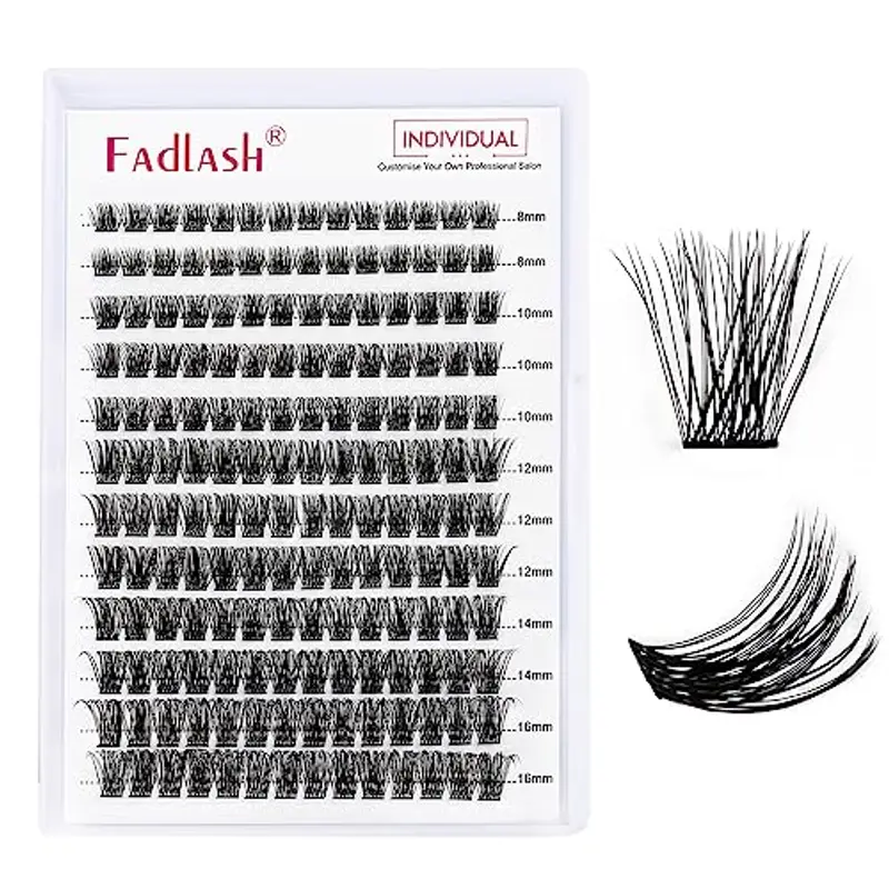 FADLASH Ciglia Finte Ciuffetti 168pcs DIY Cluster Ciglia Ciuffetti 0.07 D Curl Mix 8-16mm Riutilizzabili Ciglia Finte(F3) miniatura 2