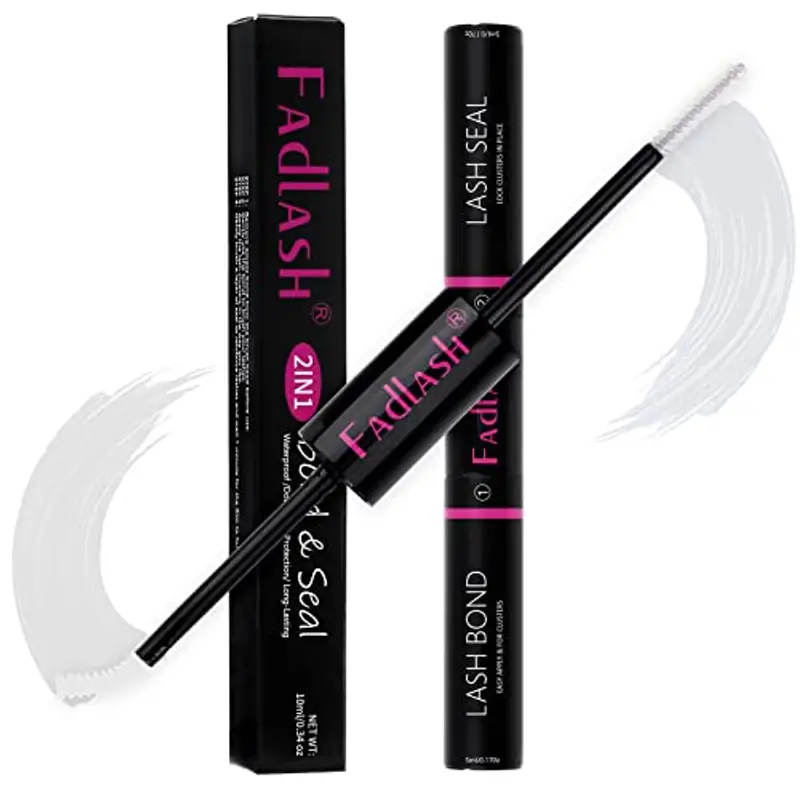 FADLASH Colla per Ciglia a Grappolo Individuale Lash Bond and Seal Trasparente Colla Adesiva per Ciglia Cluster Lunga Durata 48-72 Ore Colla per Ciglia(5ml+5ml)